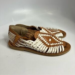 Chamula Hauraches sandals tan & white leather size 6